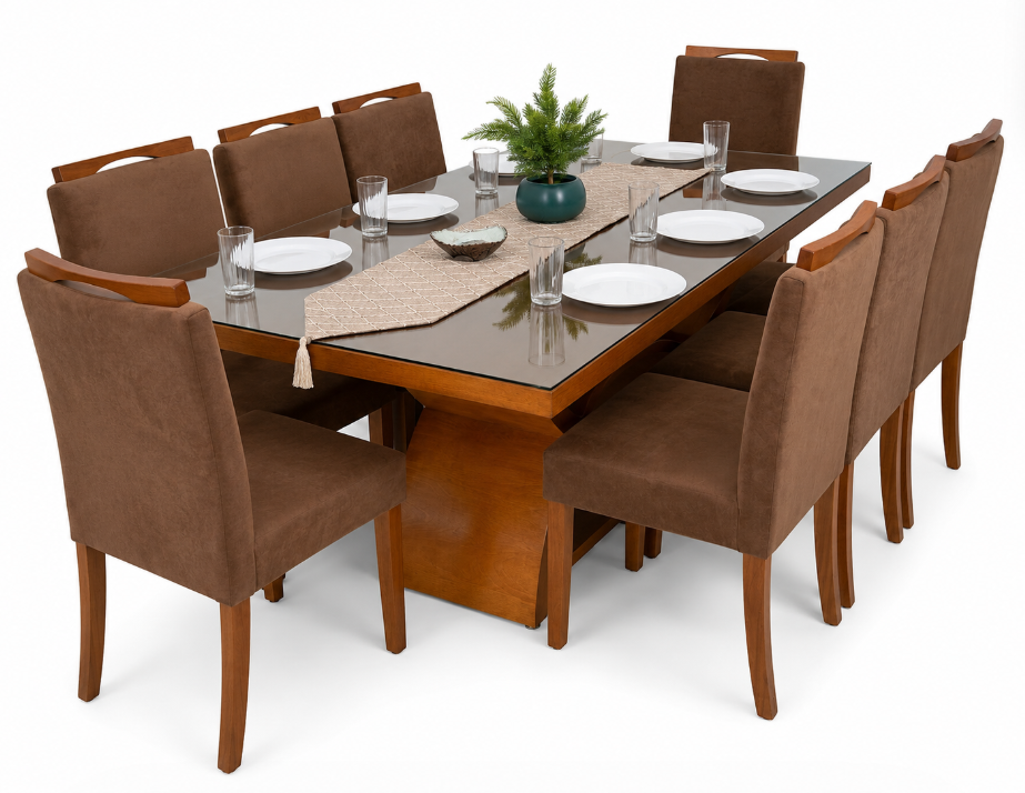 METAL M.JGO DE COMEDOR DUBAI 8S M/VIDRIO