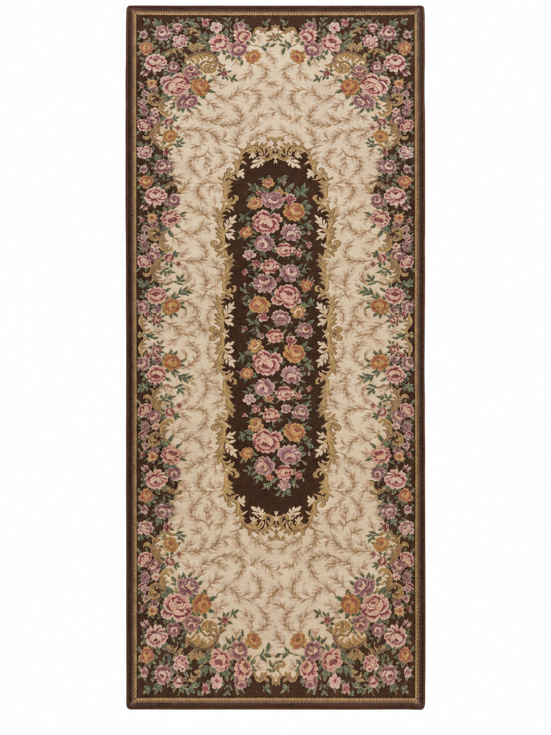 ALFOMBRA DECO 70X180 FLOREADO/MARRON