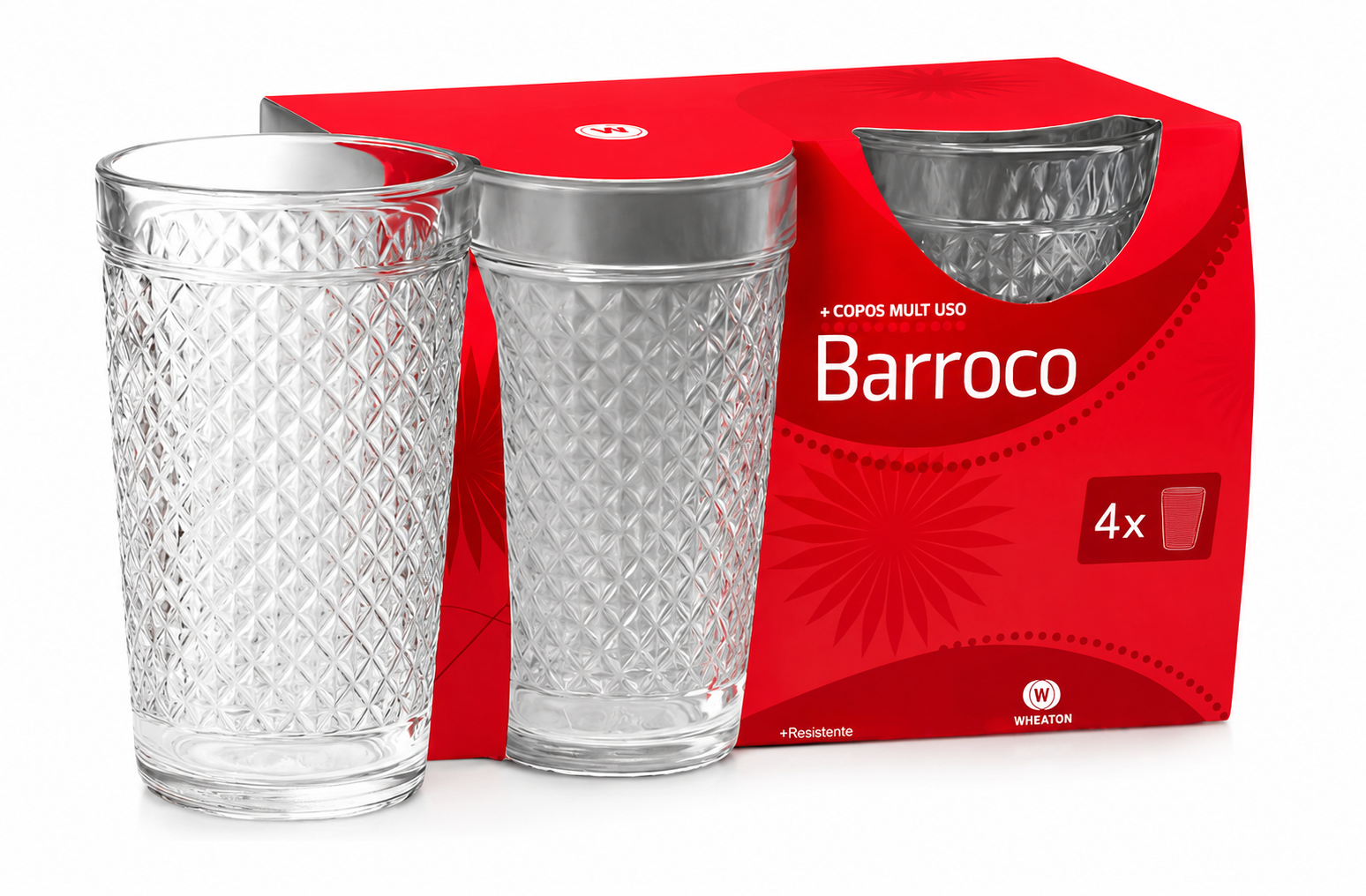 WHEATON VASO VIDRIO 4PZ BARROCO