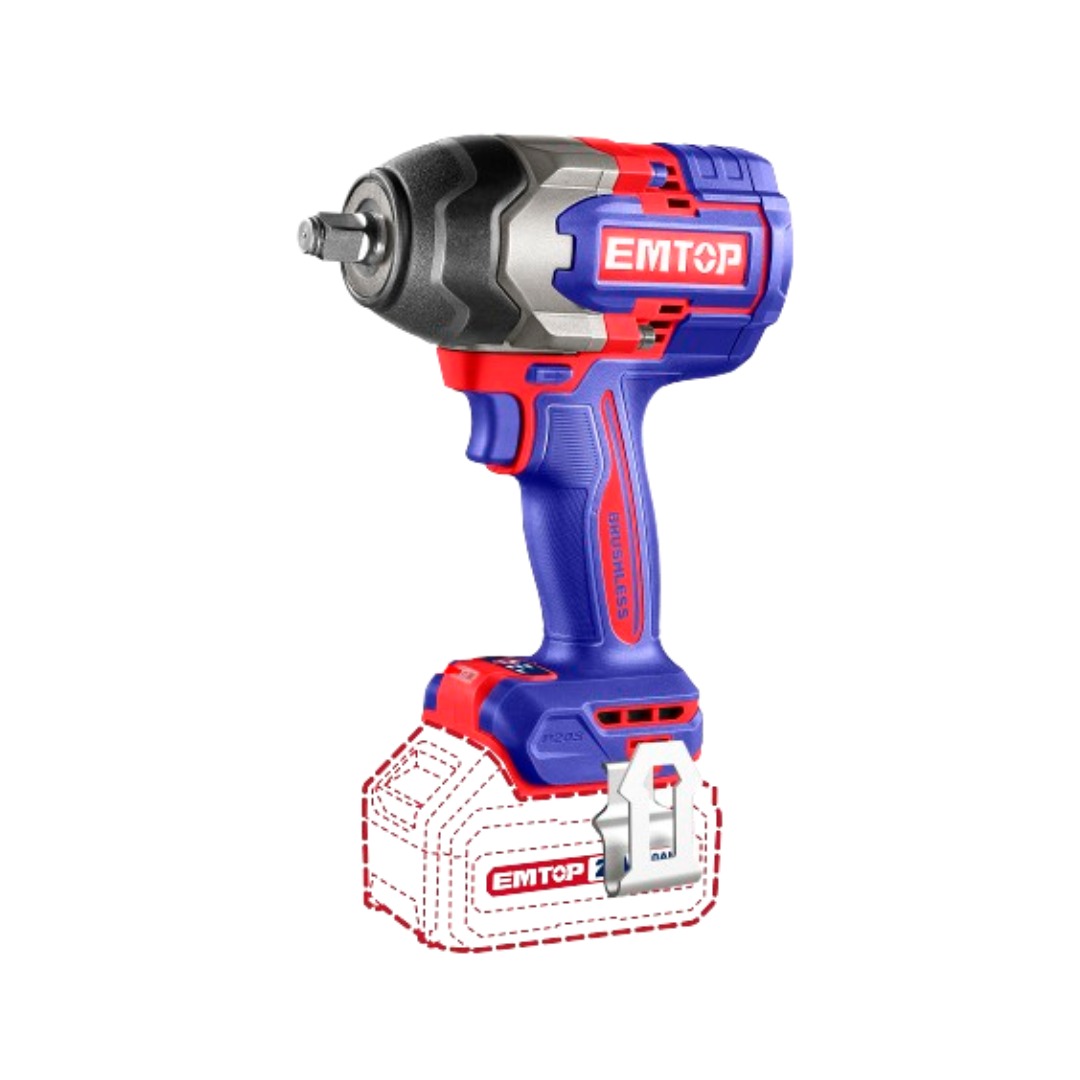 EMTOP LLAVE DE IMPACTO 1/2 20V +2BAT C/ ACC.