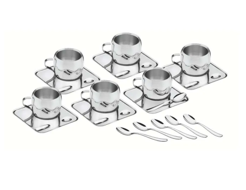 TRAMONTINA JGO TAZA P/CAFE 18PZ INOX